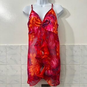 Womens Tropical Sheer Lingerie Mini Dress Top 14 Fairy Feminine Sexy Y2K